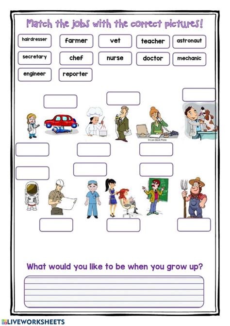 Image result for Jobs Matching Worksheet