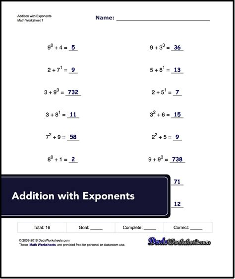 Exponents Worksheets Grade 6 に対する画像結果