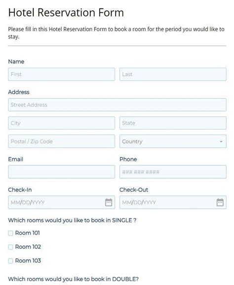 Hotel Reservation Form に対する画像結果