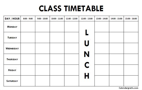 Image result for Class Timetable Sample