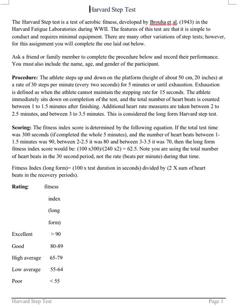 Toradh íomhá ar Harvard Step Test
