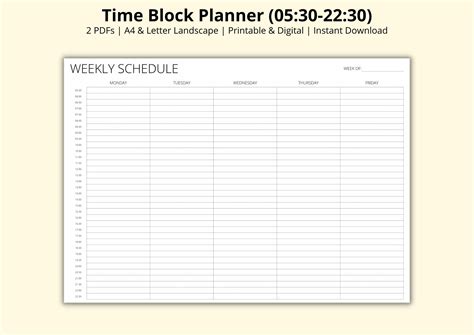 Image result for Weekly Planner Time Blocking Printable