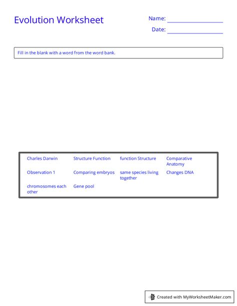 Image result for Evolution Worksheet and Answer Key