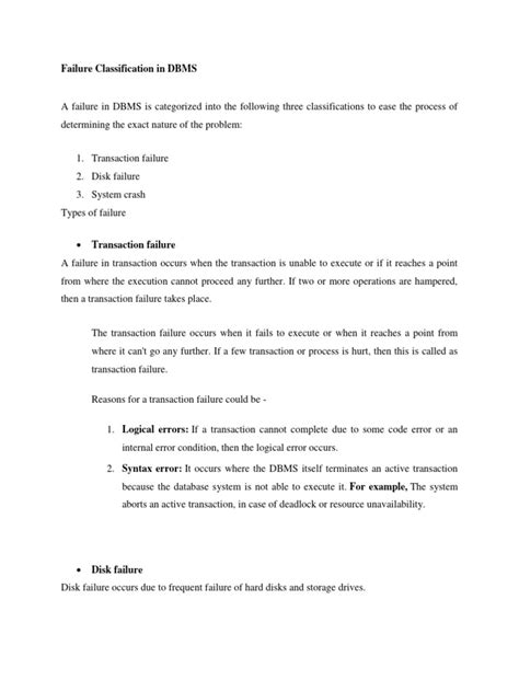 Image result for Types of Database Failure