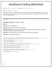 Image result for Anesthesia Coding Worksheet