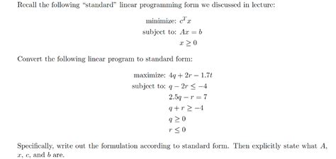 Image result for Linear Programming Standard Form