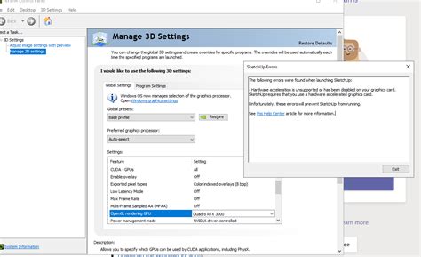 Image result for SketchUp Error Graphics Card