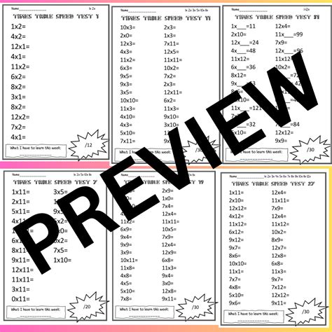 Times Table Test Worksheet に対する画像結果