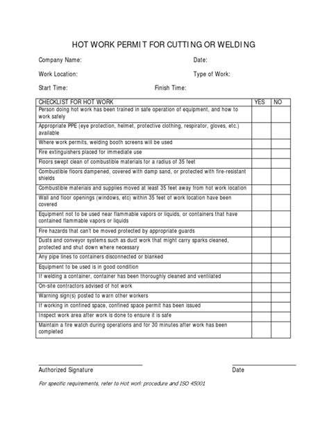 Image result for Hot Work Permit Colour