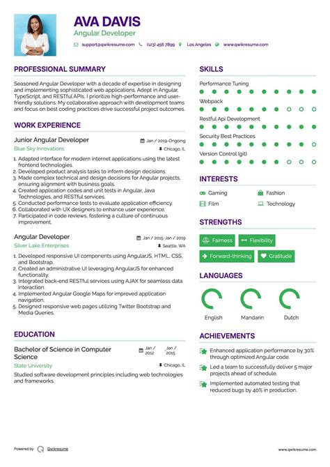 Image result for Angular Developer Resume