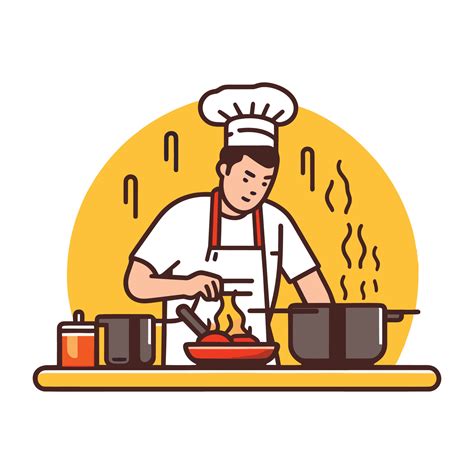 Toradh íomhá ar Chef Cooking Fish Vector