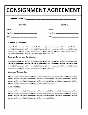 Image result for Printable Consignment Form