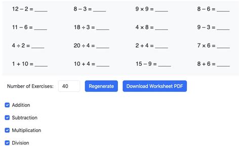 Image result for Generate Math Worksheet