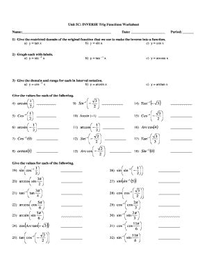 Image result for Inverse Trig Functions Worksheet Input and Output