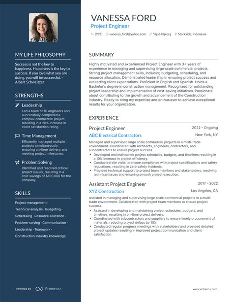 Résultat d’images pour Project Engineer Resume