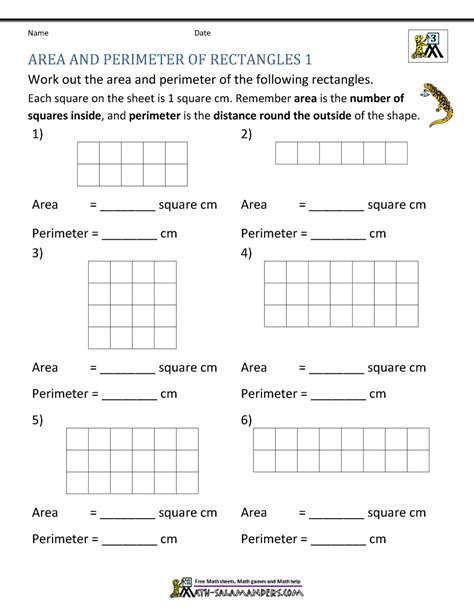 3rd Grade Math Worksheets Area and Perimeter に対する画像結果