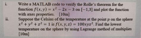 Image result for MATLAB Questions for Rolles Theory