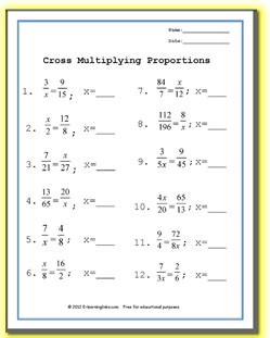 Image result for Cross Multiplication Worksheet
