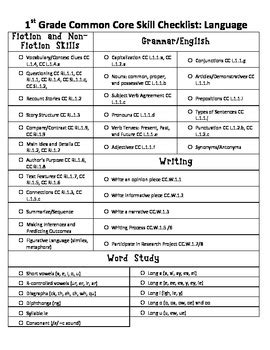 Free First Grade Common Core Checklist に対する画像結果