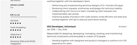 Image result for iOS Developer Resume