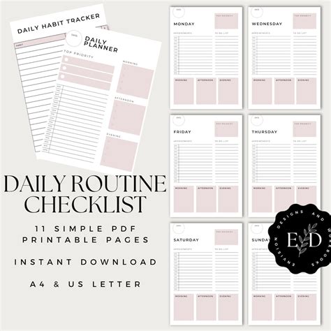 Image result for Weekly Daily Routine Checklist