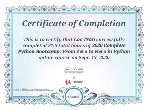 Image result for Certificate of the Complete Python Boot Camp
