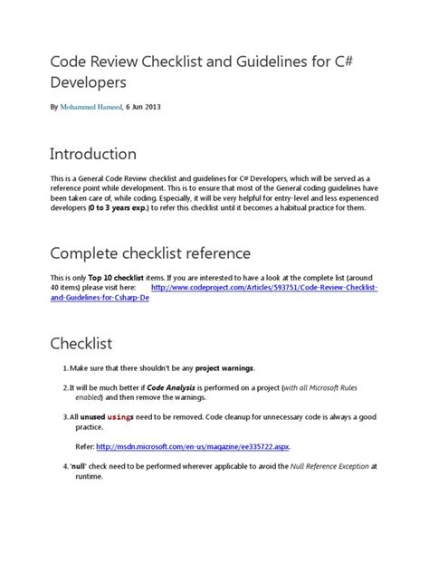 Image result for Code Review Checklist PDF