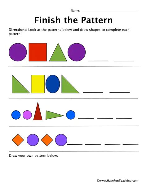 Image result for Elementary Pattern Worksheet