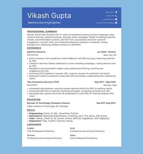 Data Science Machine Learning Engineer Resume に対する画像結果