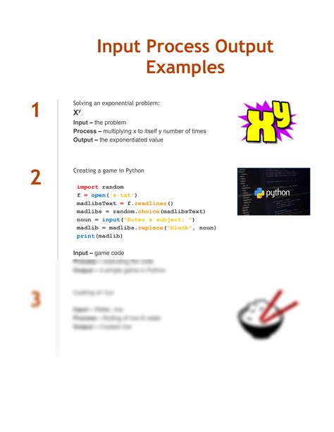 Image result for Input Process Output Examples Codes