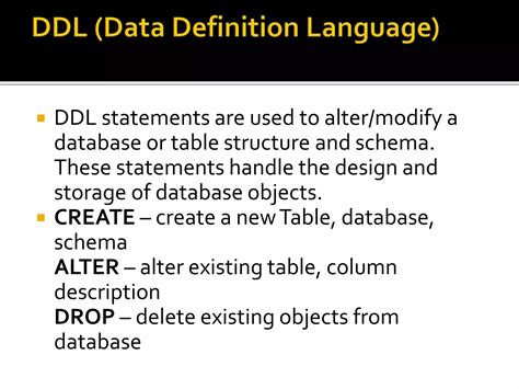 Toradh íomhá ar Different Types of SQL Statements DML DCL