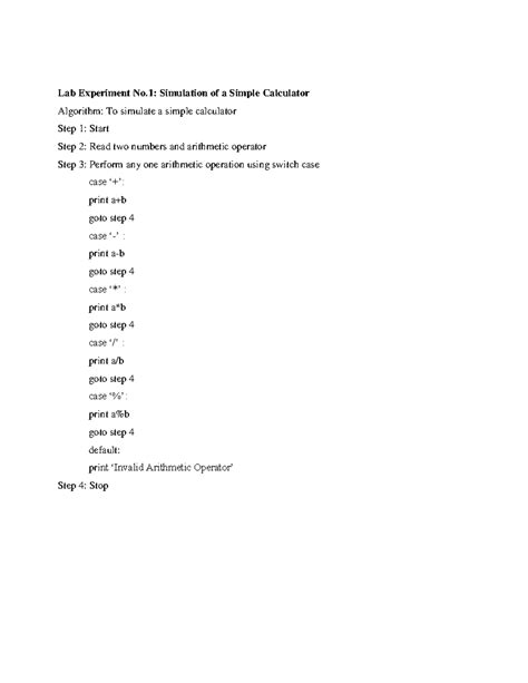 Simulation of Simple Calculator Algorithm に対する画像結果