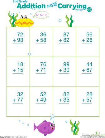 Image result for Standard Vertical Algorithm Addition 2nd Grade Worksheets