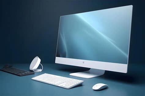 Toradh íomhá ar Blue Computer Monitor and Keyboard