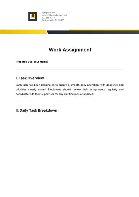 Image result for Work Assignment Sample