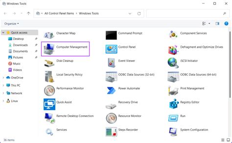 Toradh íomhá ar Open Computer Management in Cmd