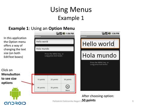 Examples of Android Device Menus に対する画像結果