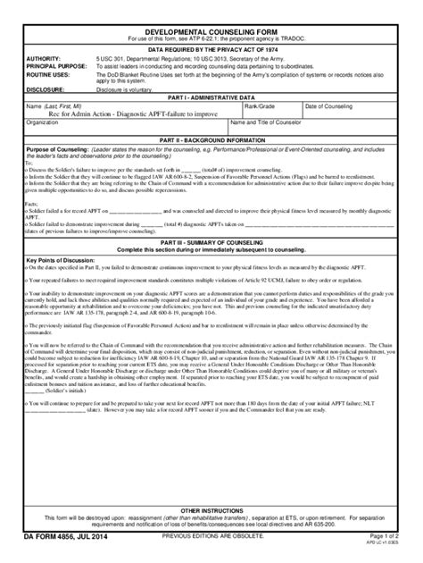 Image result for DA Form 4856 Fillable PDF