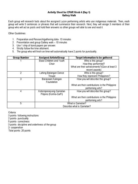 Image result for Sample Activity for Con Par