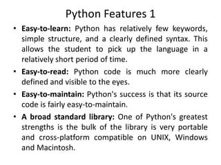 Image result for Introduction to Python Features