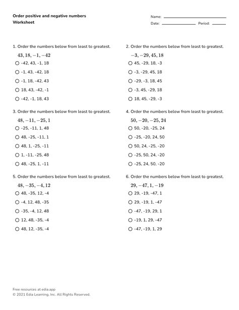 Image result for Plotting Positive and Negative Numbers Worksheet