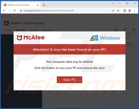 Image result for Fake McAfee Pop Up