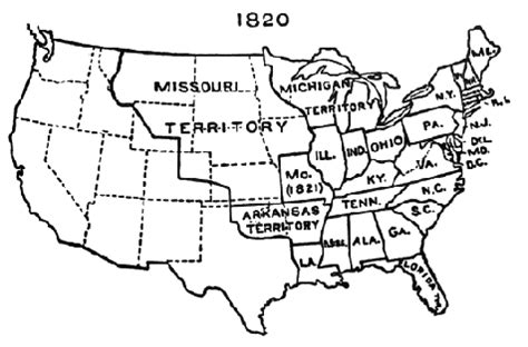 Afbeeldingsresultaten voor Us Map 1820