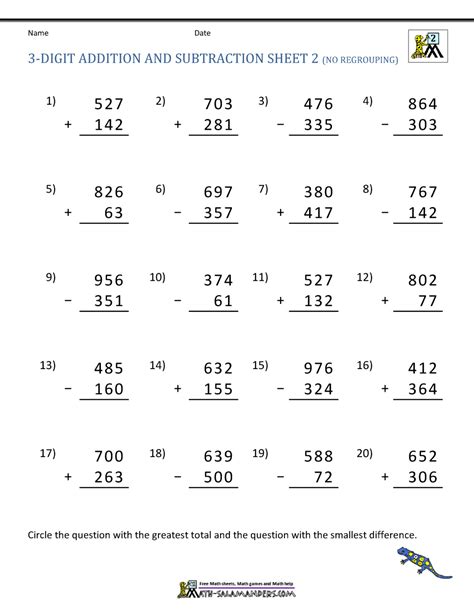 Math Worksheets Grade 2 3-Digit Addition に対する画像結果