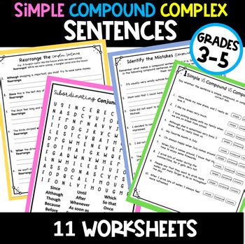 Identifying Simple Compound Complex Sentences Worksheets に対する画像結果