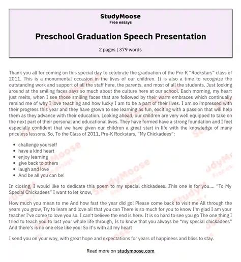 Toradh íomhá ar Kindergarten Graduation Ceremony Script