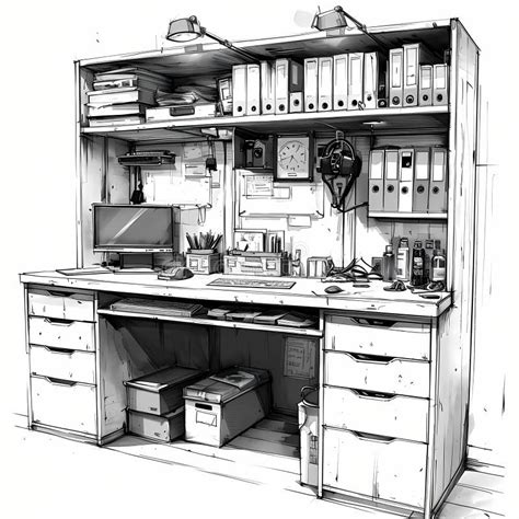 Image result for Desk and Computer Drawing
