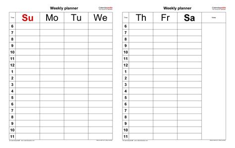 Image result for Weekly Planner Format