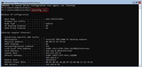 Toradh íomhá ar IP Config Domain