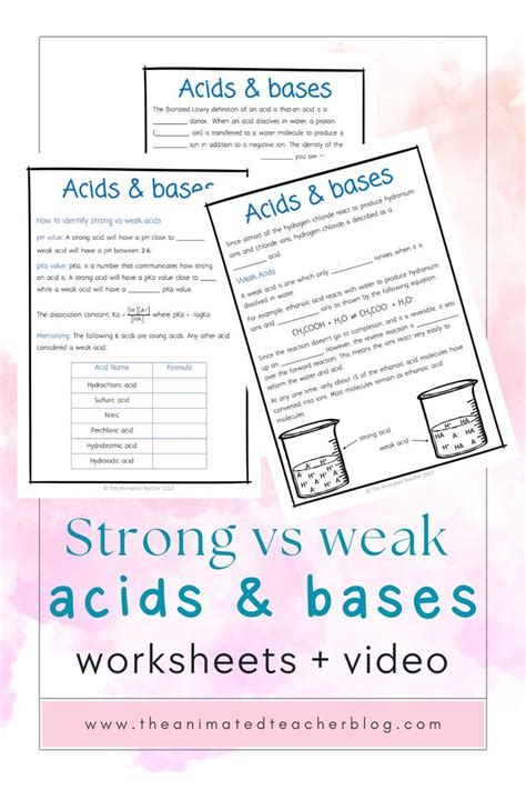 Image result for Strong vs Weak Acids Worksheet Answers